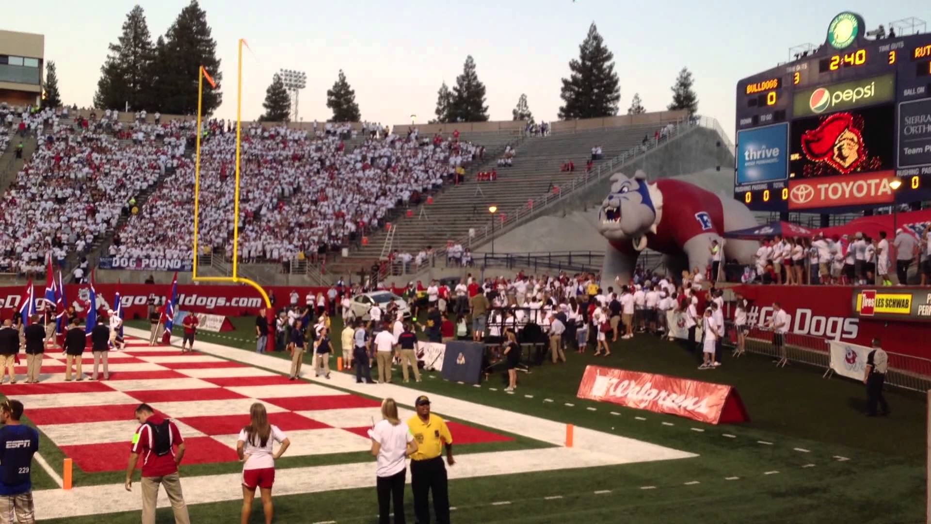 Fresno State Bulldogs make their entrance into Bulldog Stadium ...