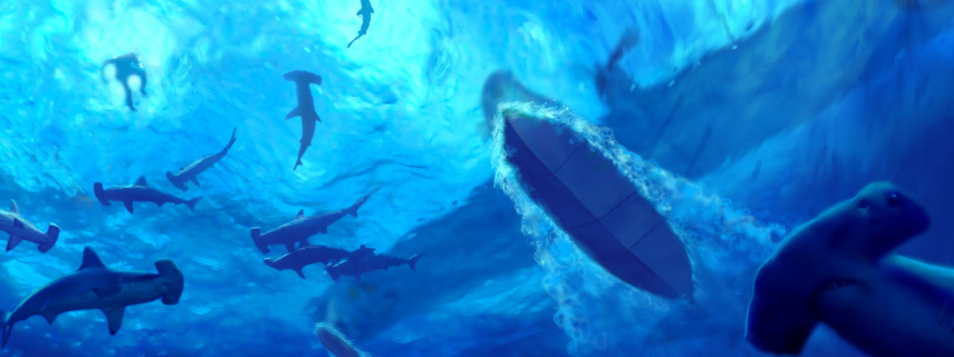 Sharks sea plane underwater shark ocean wallpaper | 3200x1200 ...