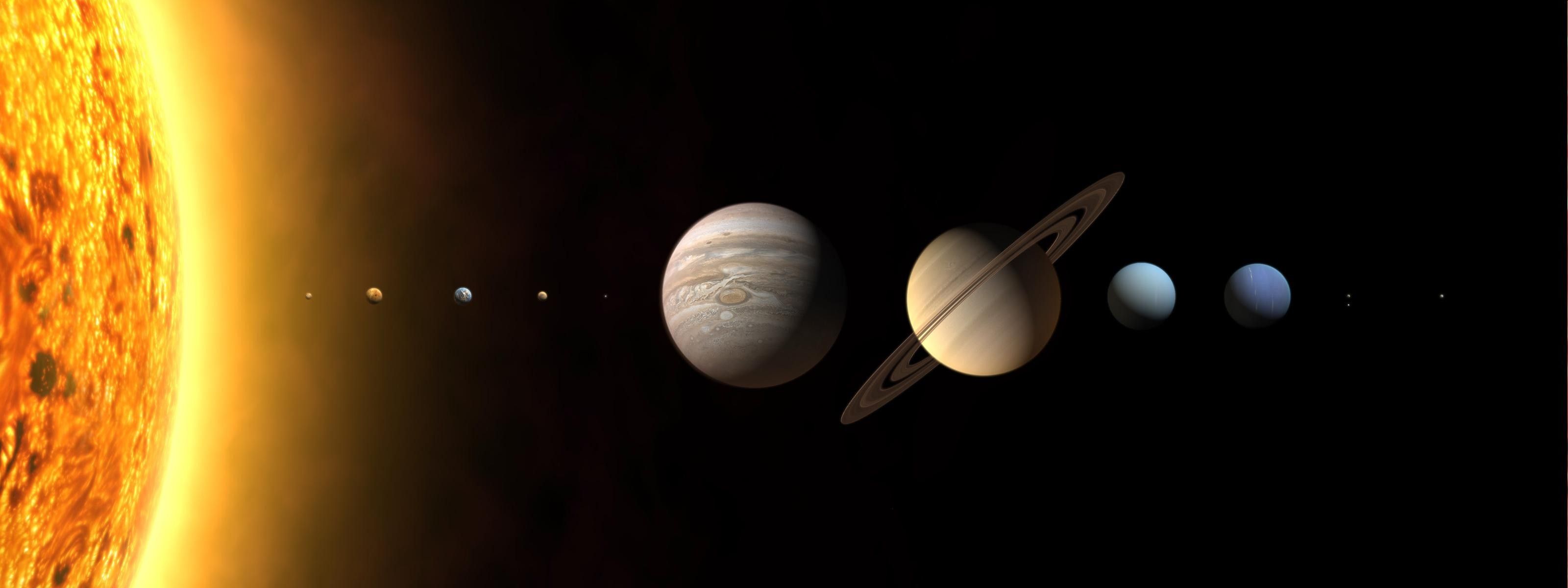 Space: Multi Monitor Dual Screen Sci Fi Planets Solar System Sun ...