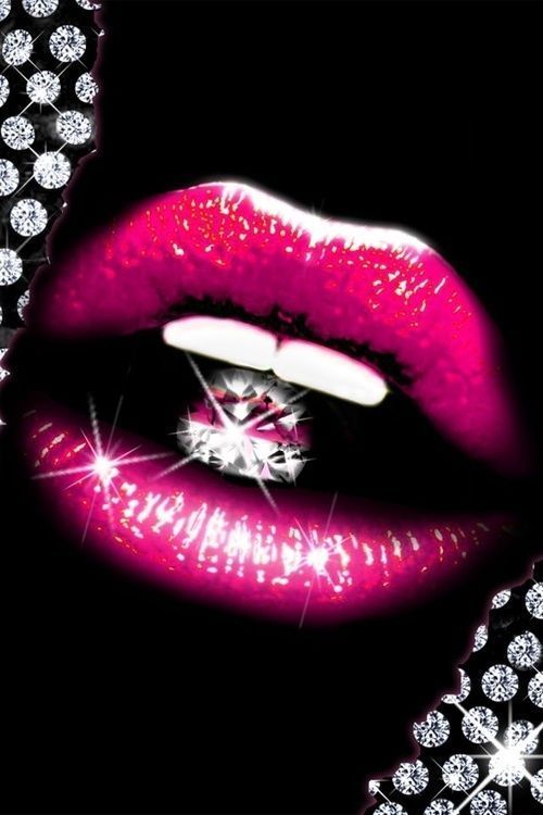 Sexy pink lips with diamond wallpaper | Digital World | Pinterest ...