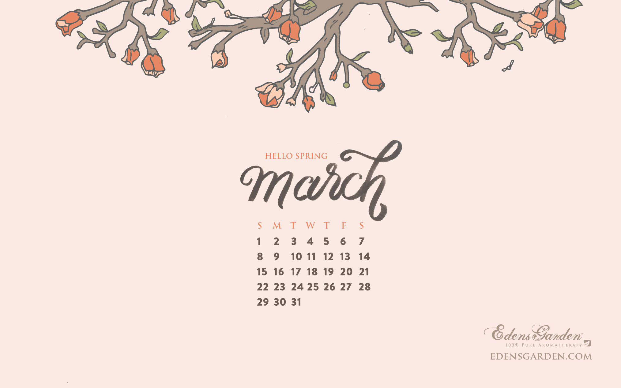Free Download March 2015 Desktop Wallpaper Calendar Edens Garden