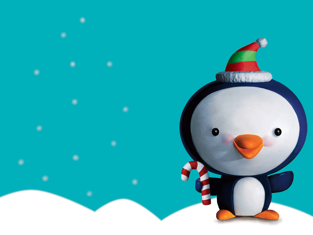 Christmas Penguin Cartoon Wallpaper