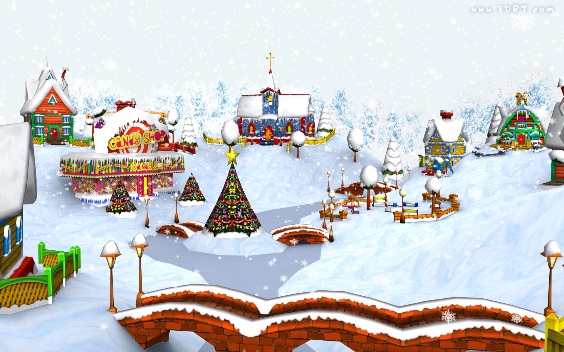 Christmas Cartoon Village Wallpaper WallDevil - Best free HD