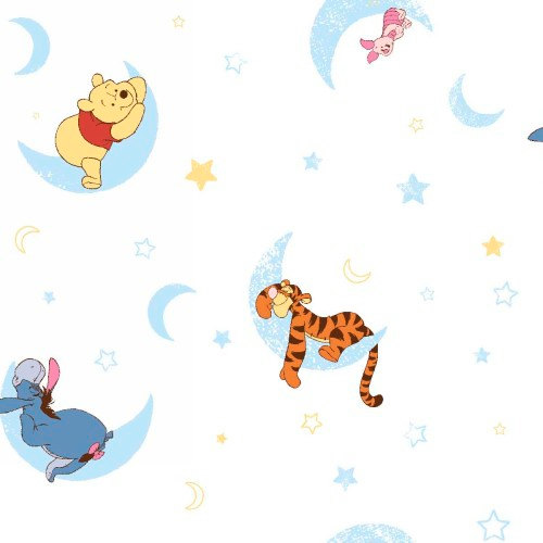 Poohs Sleepy Stars flannel fabric Pooh Piglet by fabricfrantic