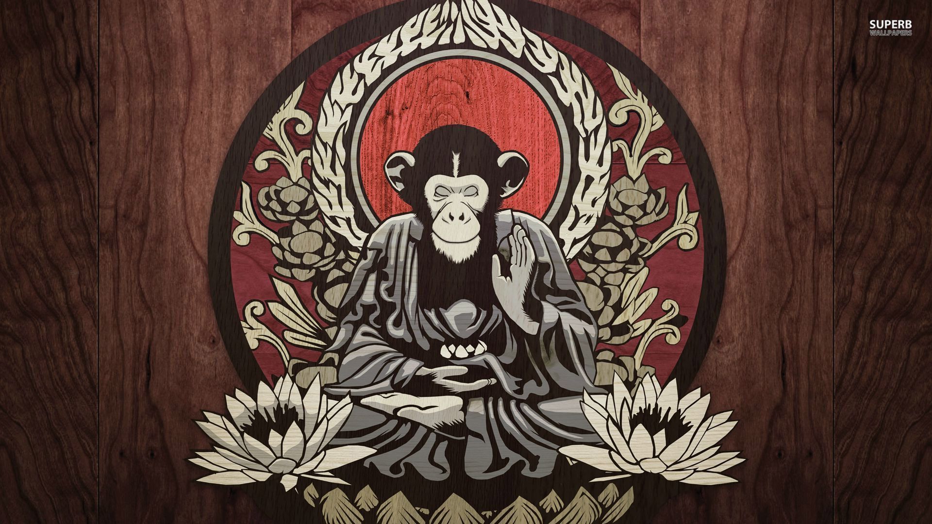 Meditating monkey : Desktop and mobile wallpaper : Wallippo