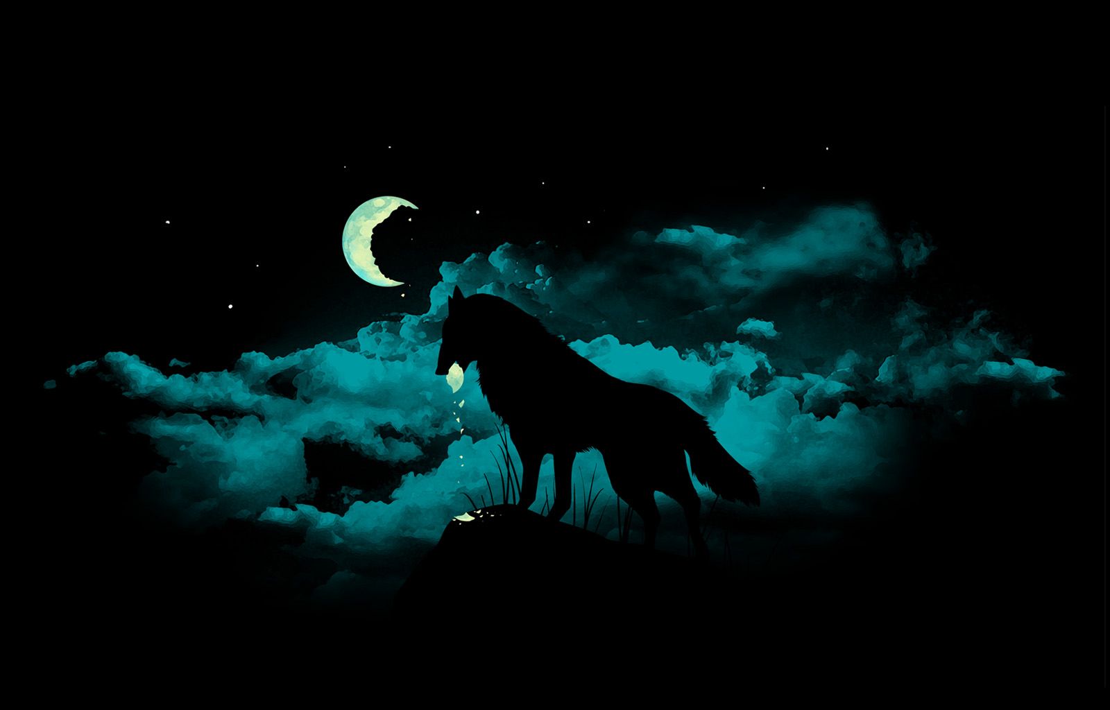 Black crescent dark moon Waxing Wolf HD Wallpaper