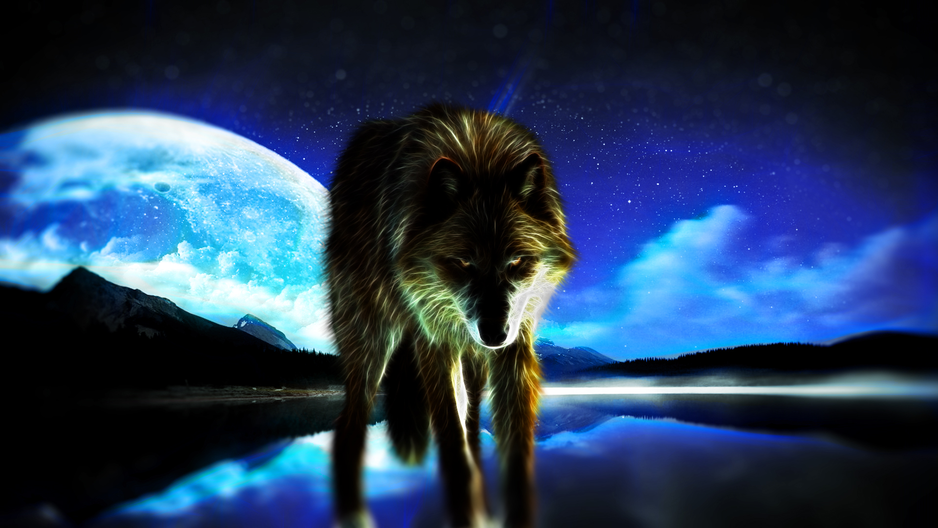 Wolf with Moon (Wallpaper) by Hardii on DeviantArt