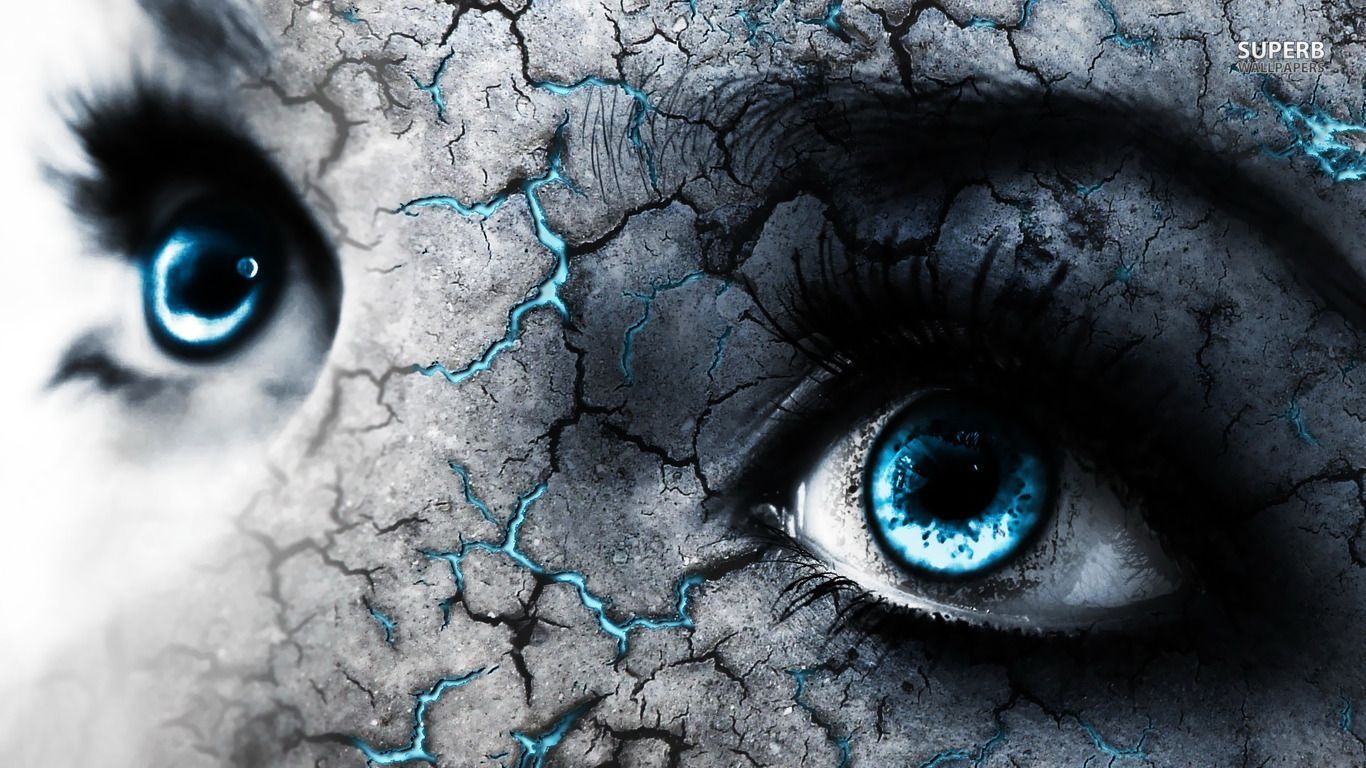 Blue eyes and cracked skin wallpaper - Digital Art wallpapers - #20079