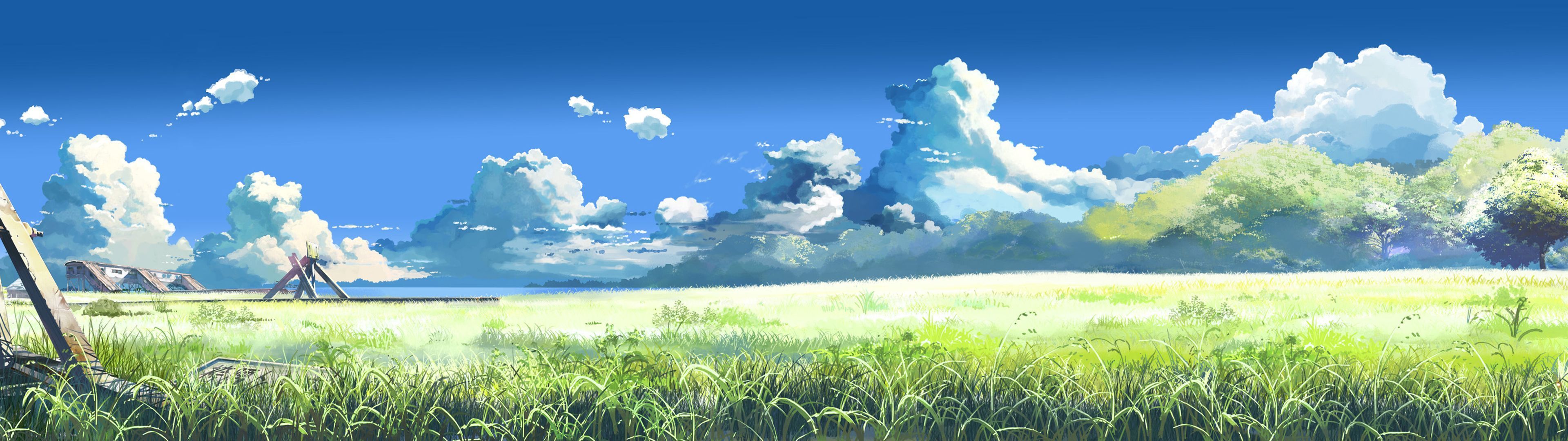 Anime Scenery Dual Screen Wallpaper | 3840x1080 | ID:43355