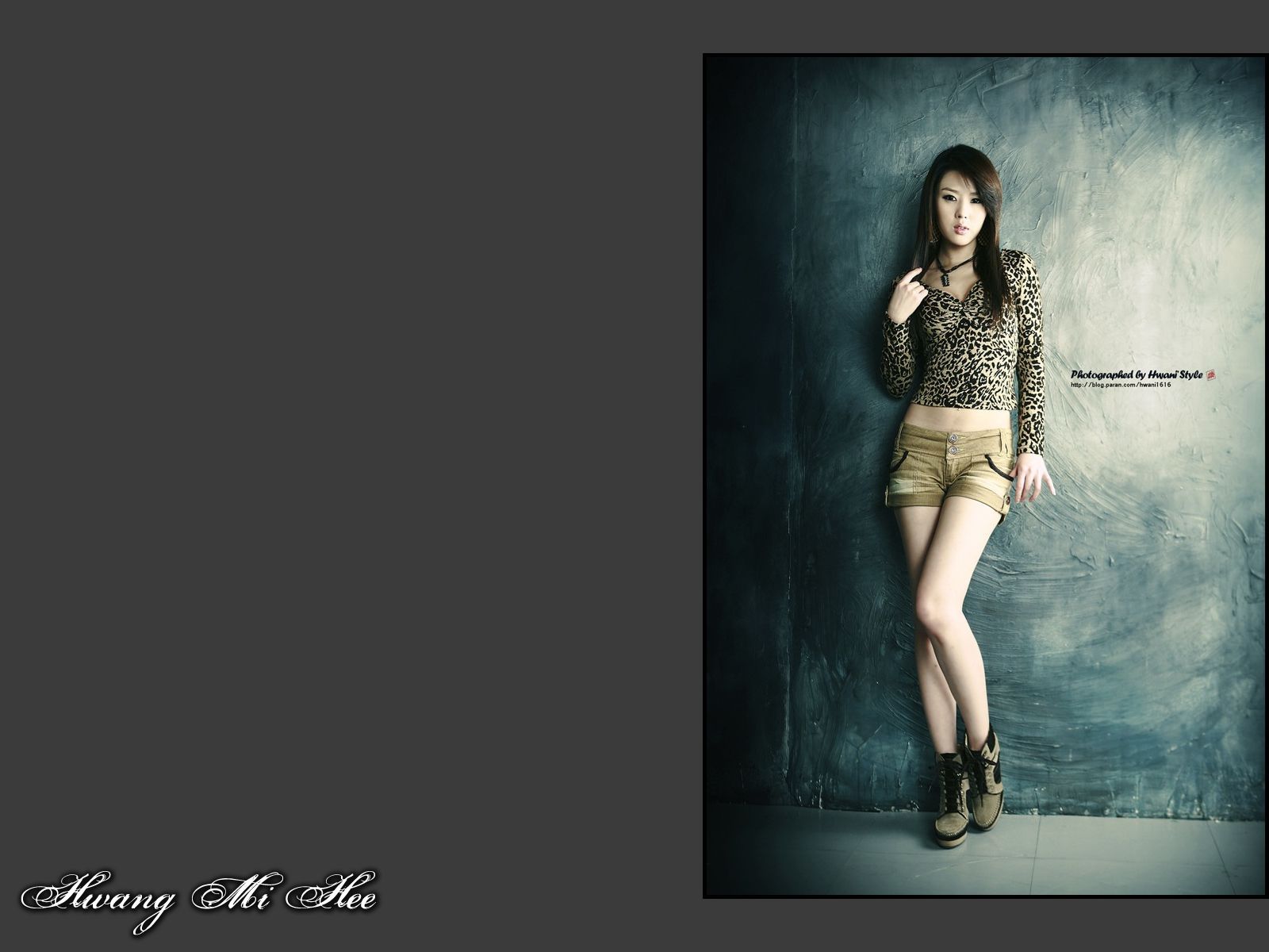 Hwang Mi Hee Leopard Top and Khaki Shorts 10 Wallpaper | Customity