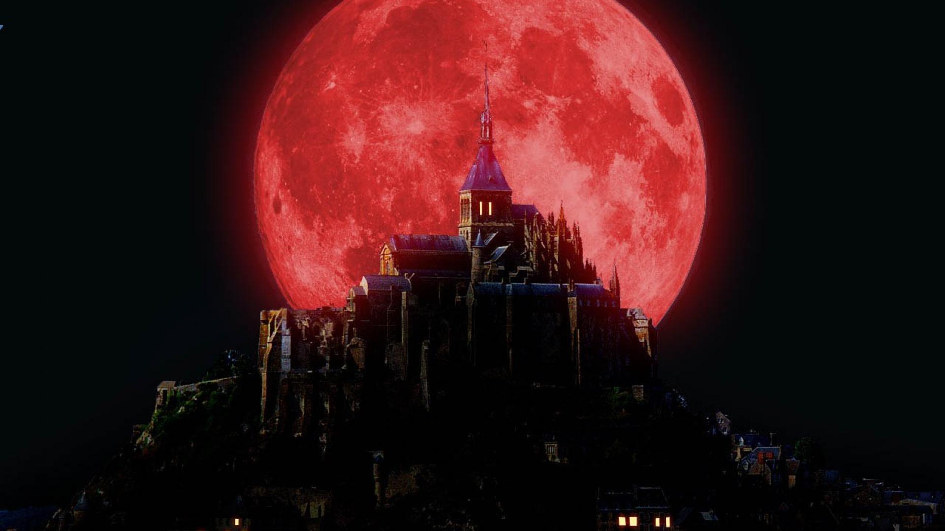 fantasy castle horror red moon dark HD Wallpaper wallpaper ...