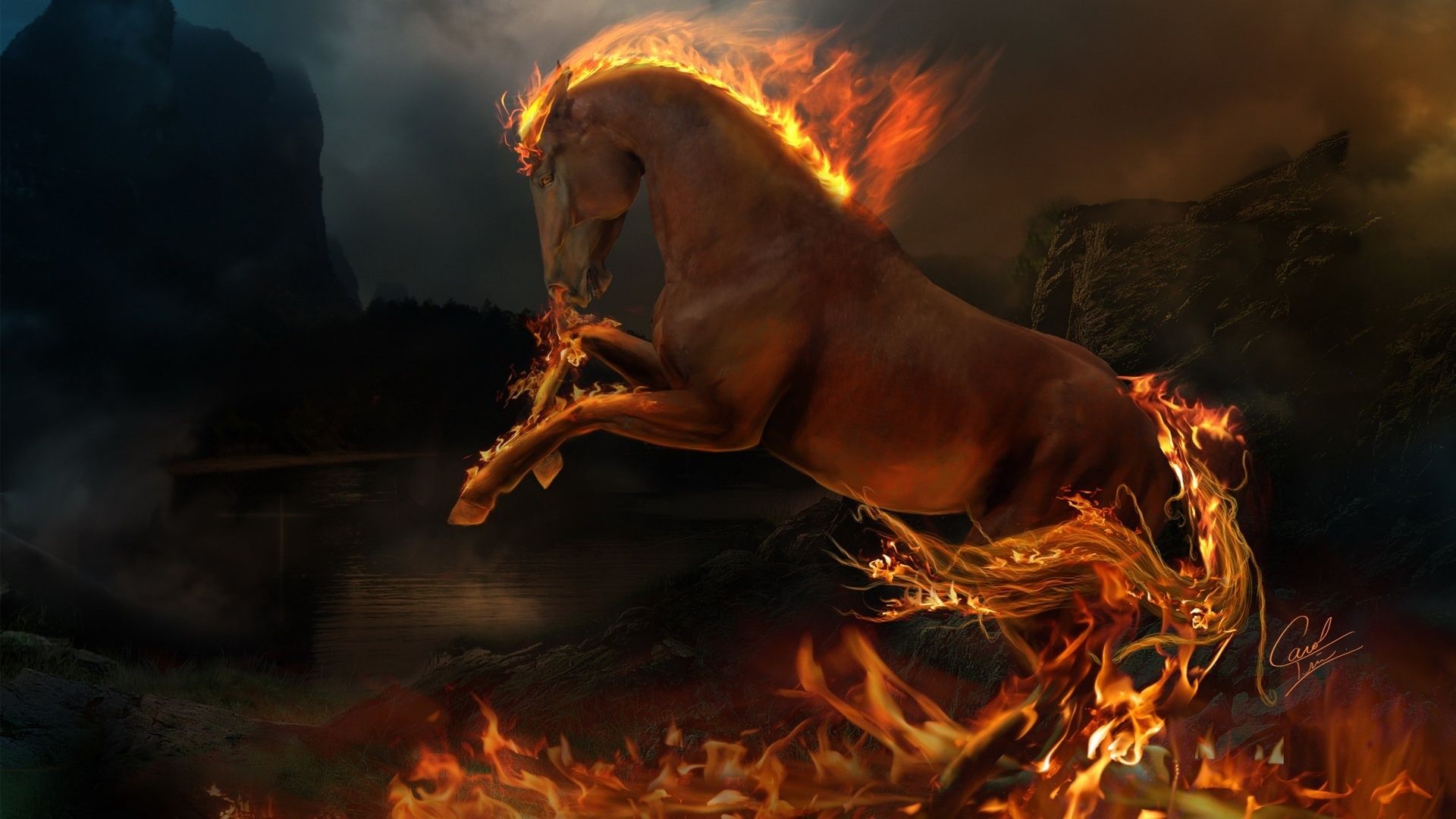 Horse Jumping, fire, 1920x1080 HD Wallpaper and FREE Stock Photo