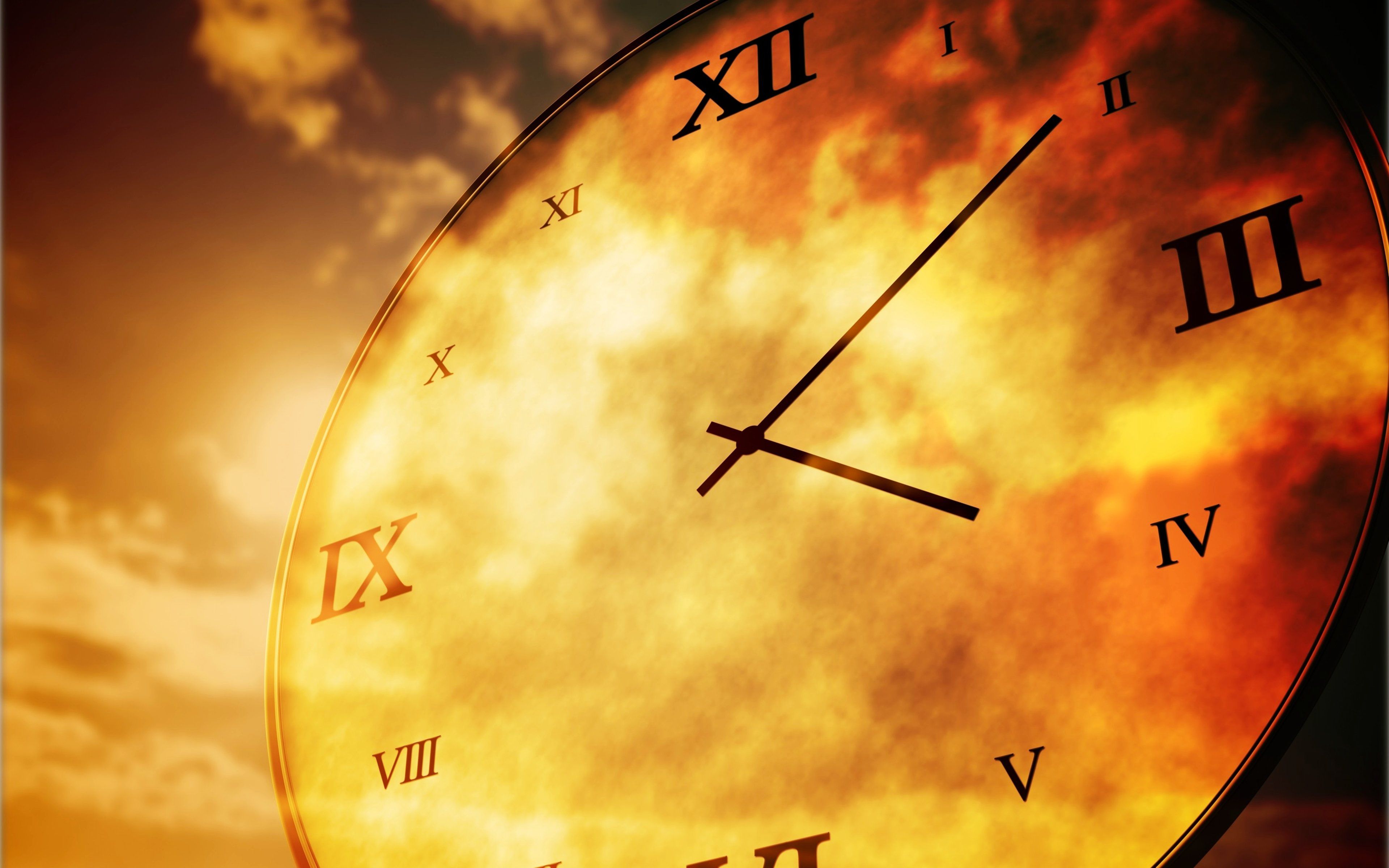 Clock time clouds sky years days mood life wallpaper 3840x2400