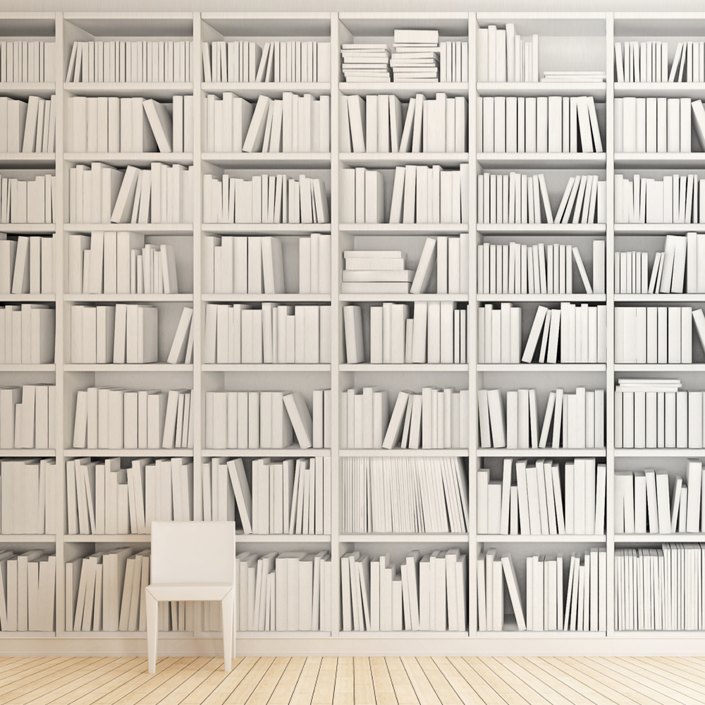 White Bookshelves Wallpaper from Studio Arterie | Made By Studio ...