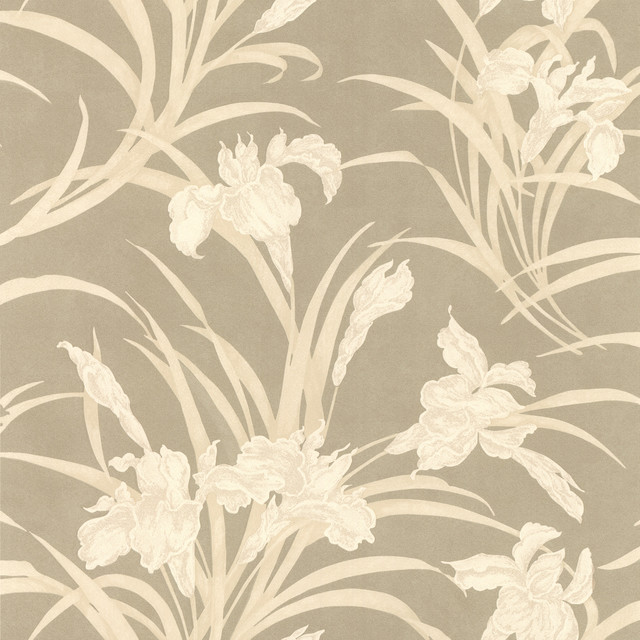 Vivianne Metallic Iris Floral Wallpaper, Bolt - Contemporary