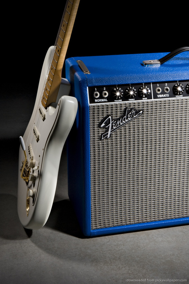 Download Blue Fender Deluxe Reverb Amp Wallpaper For iPhone 4