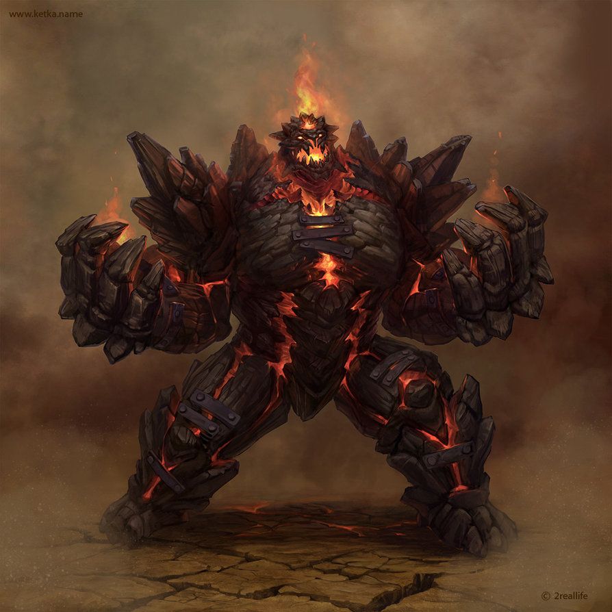 Creative earth, magma , fire , water and iron Golem artworks and ...