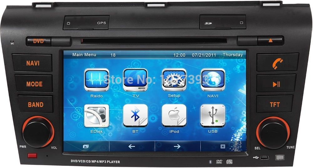 In stock hot 7 Car DVD GPS Player for Mazda 3 with iPod BT Radio