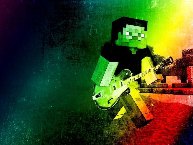 Minecraft Steve Zombie Playing Guitar Wallpapers - various sizes