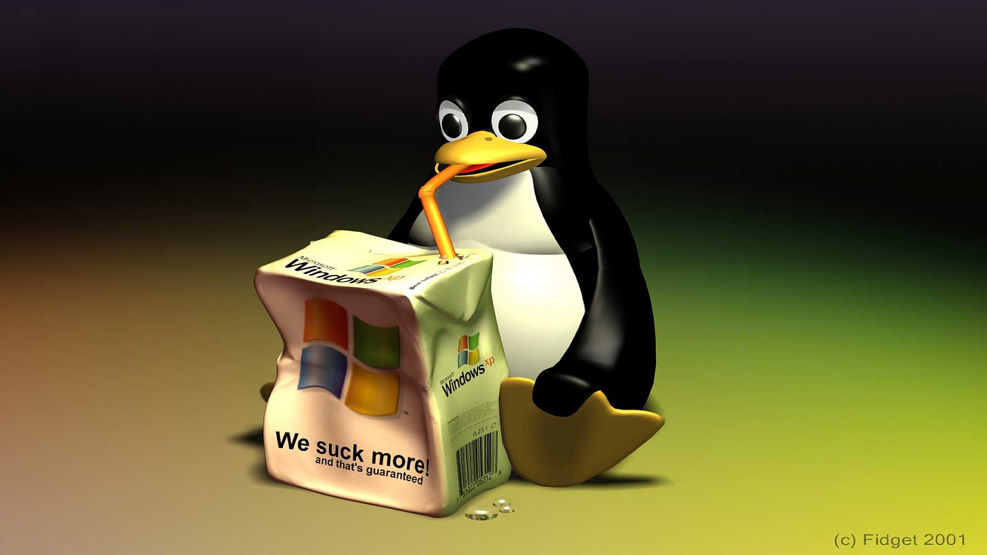 Linux Penguin Windows XP 3D Wallpaper wallpapers at GetHDPic.com