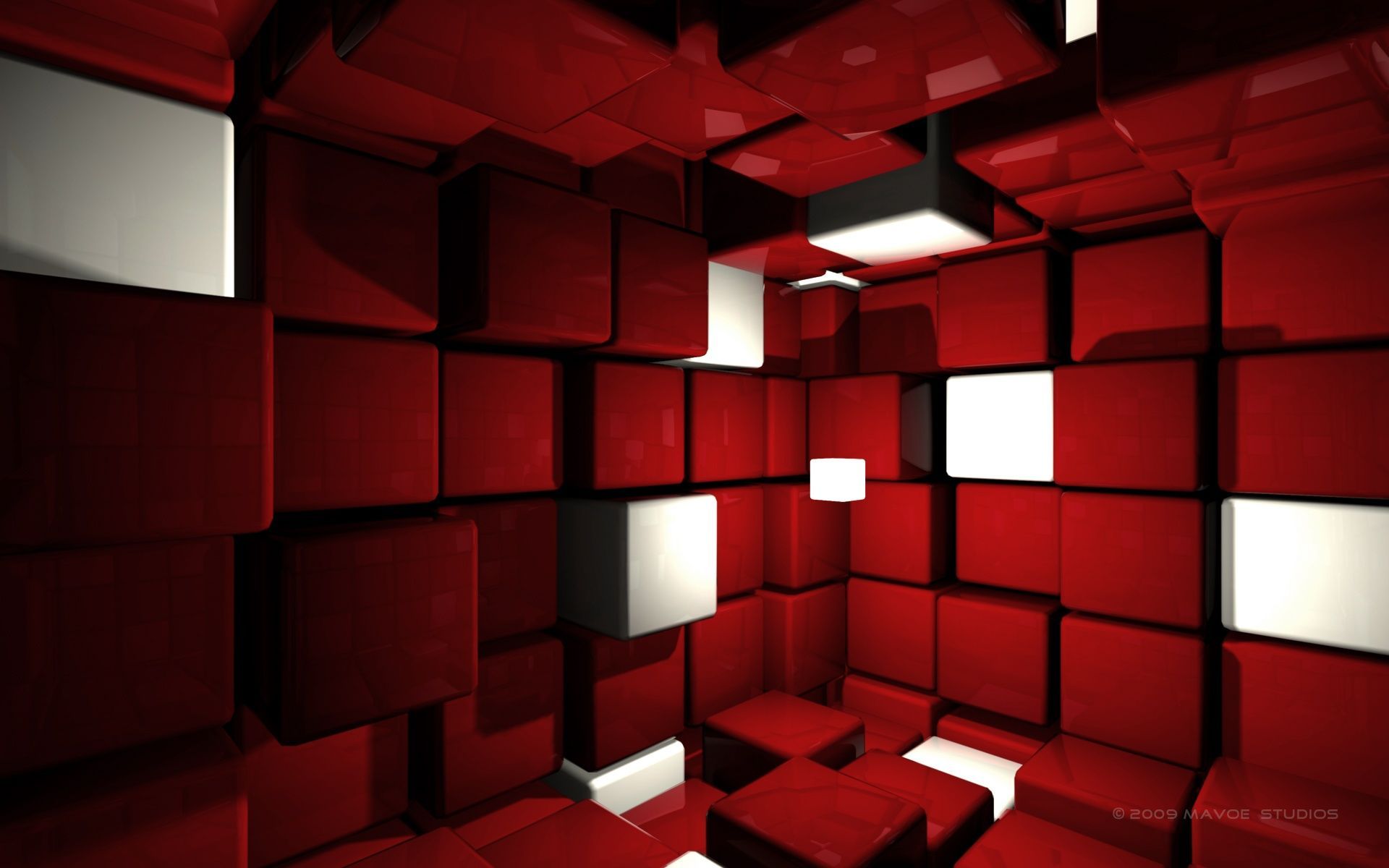 Room with Red Cubes Photo and Desktop Wallpaper
