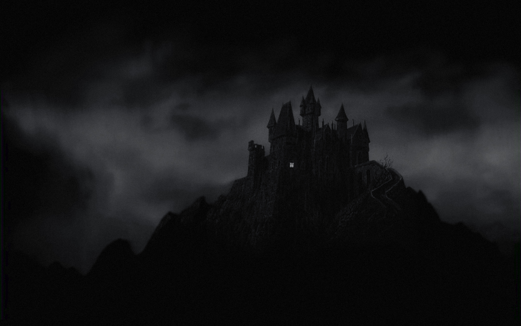 Castle Creepy Dark haunted sky clouds halloween buildings fantasy