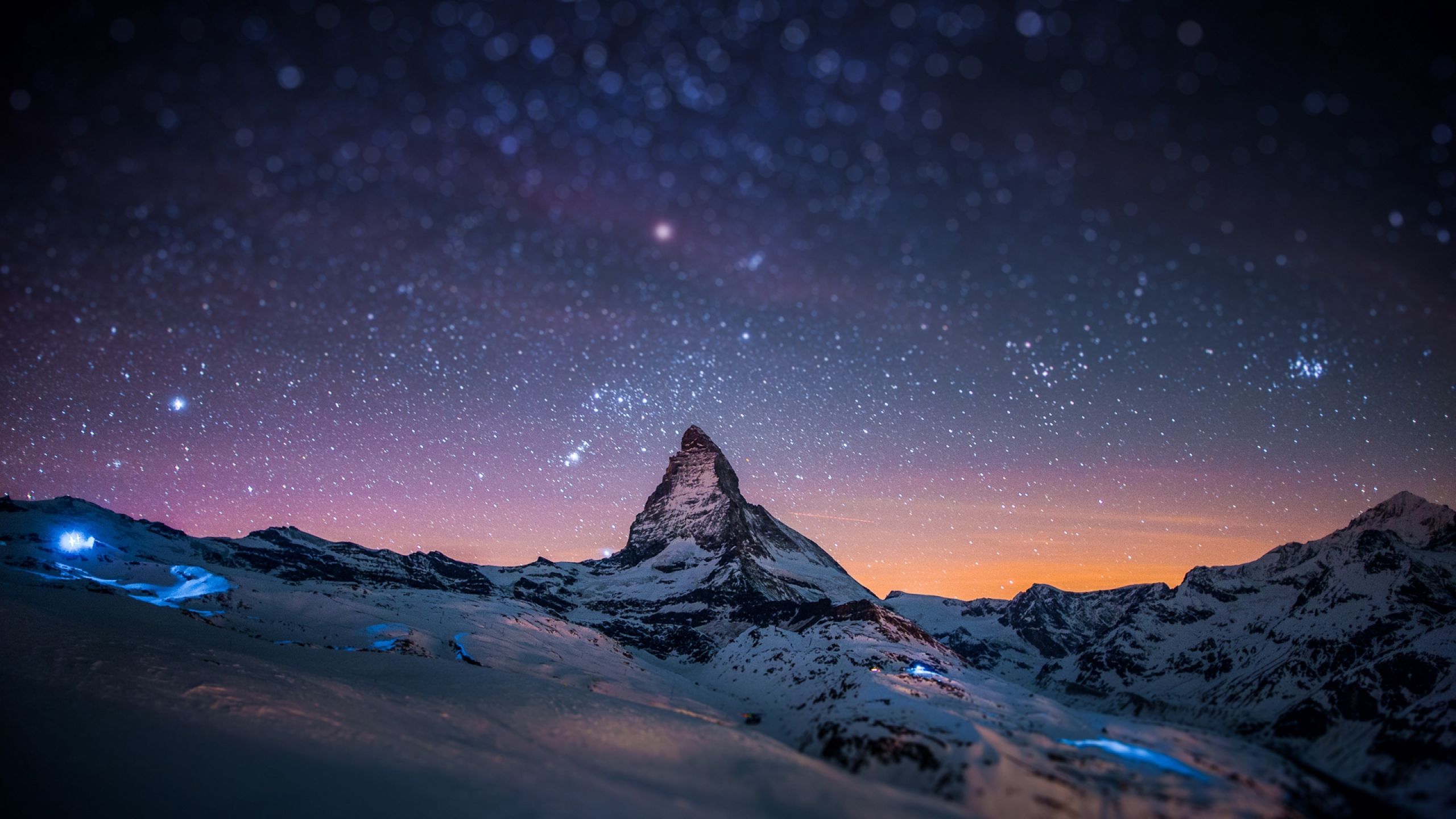 Download Wallpaper 2560x1440 Mountain, Peak, Stars, Sky, Night ...