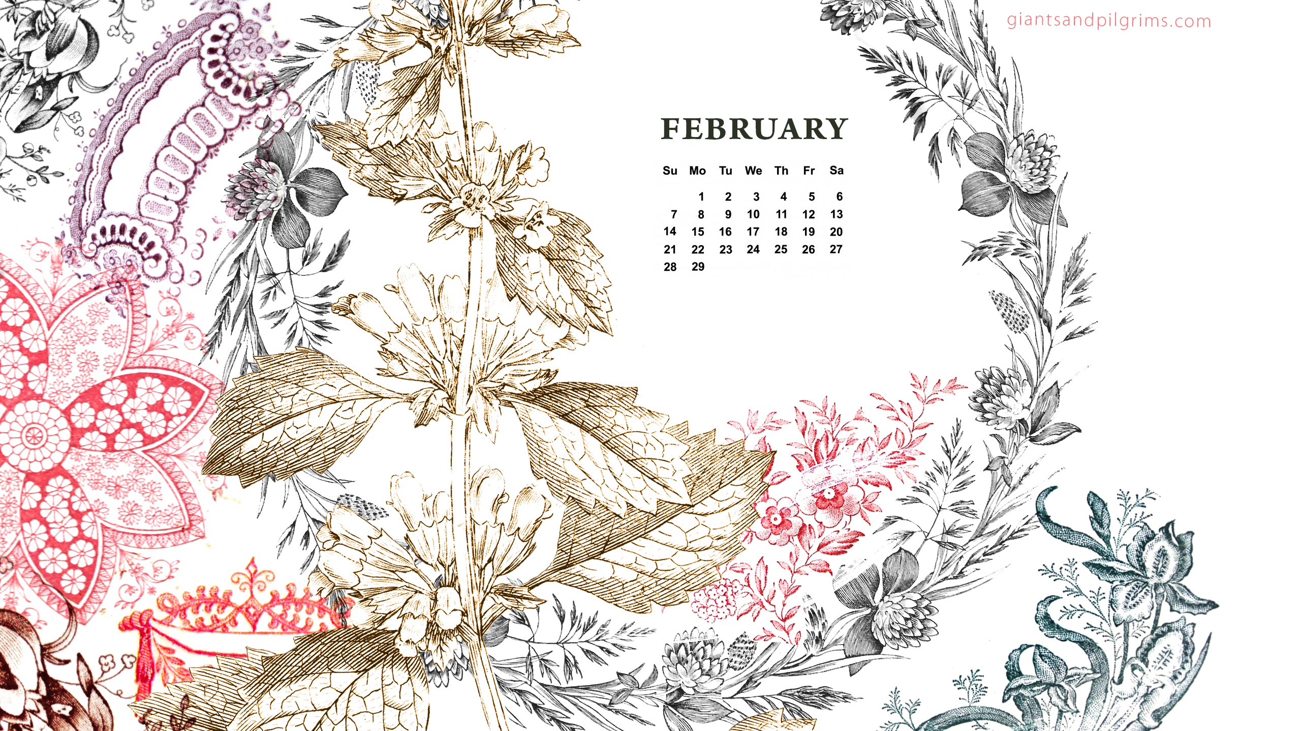 Giants & Pilgrims | February Free Calendar Desktop and iPhone ...