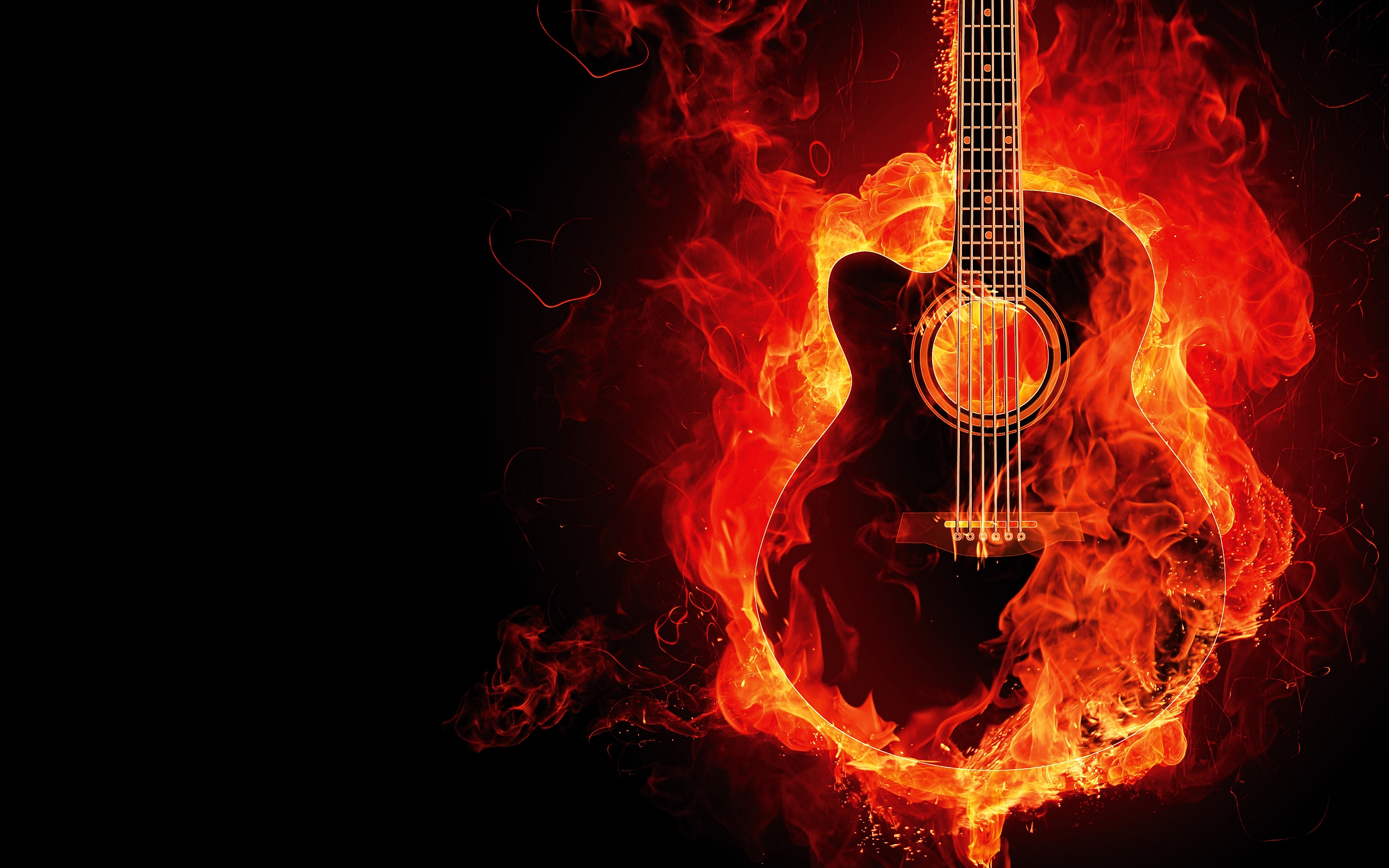 Guitar In Fire Wallpaper