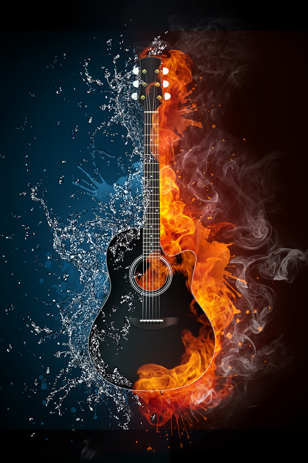 Fire Ice Guitar Wallpaper | Wall Decor