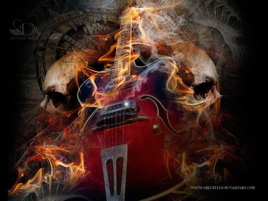 Guitar in Flames wallpaper from Skulls wallpapers