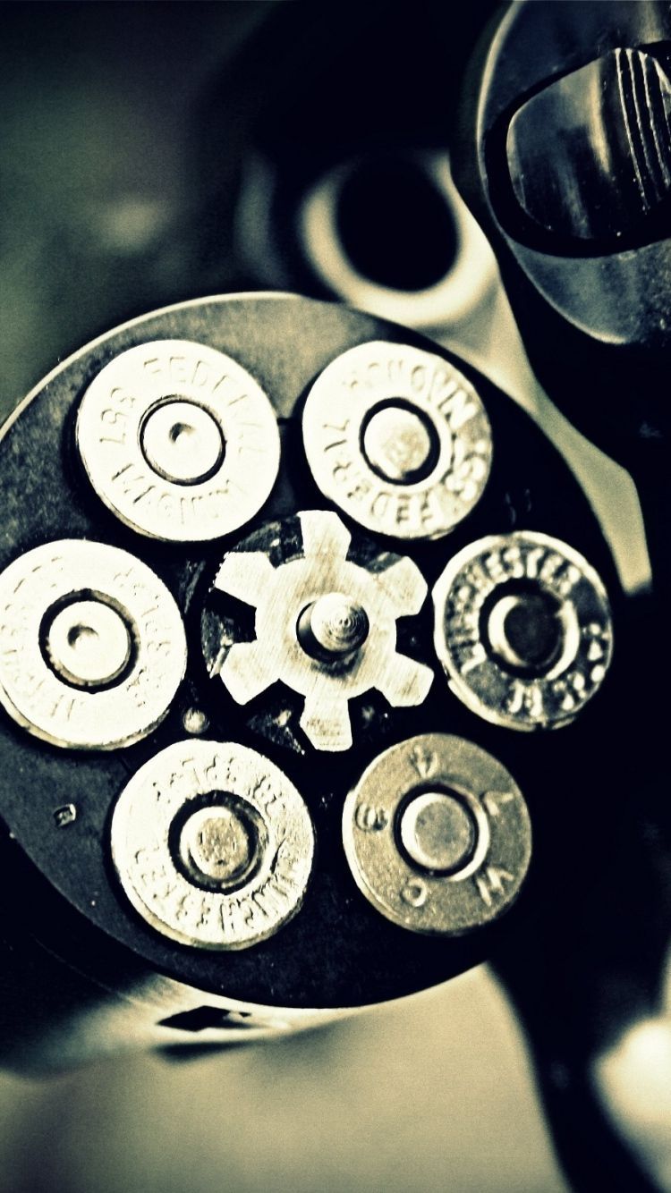 Download Wallpaper 750x1334 Revolver, Cartridges, Drums, Weapons ...