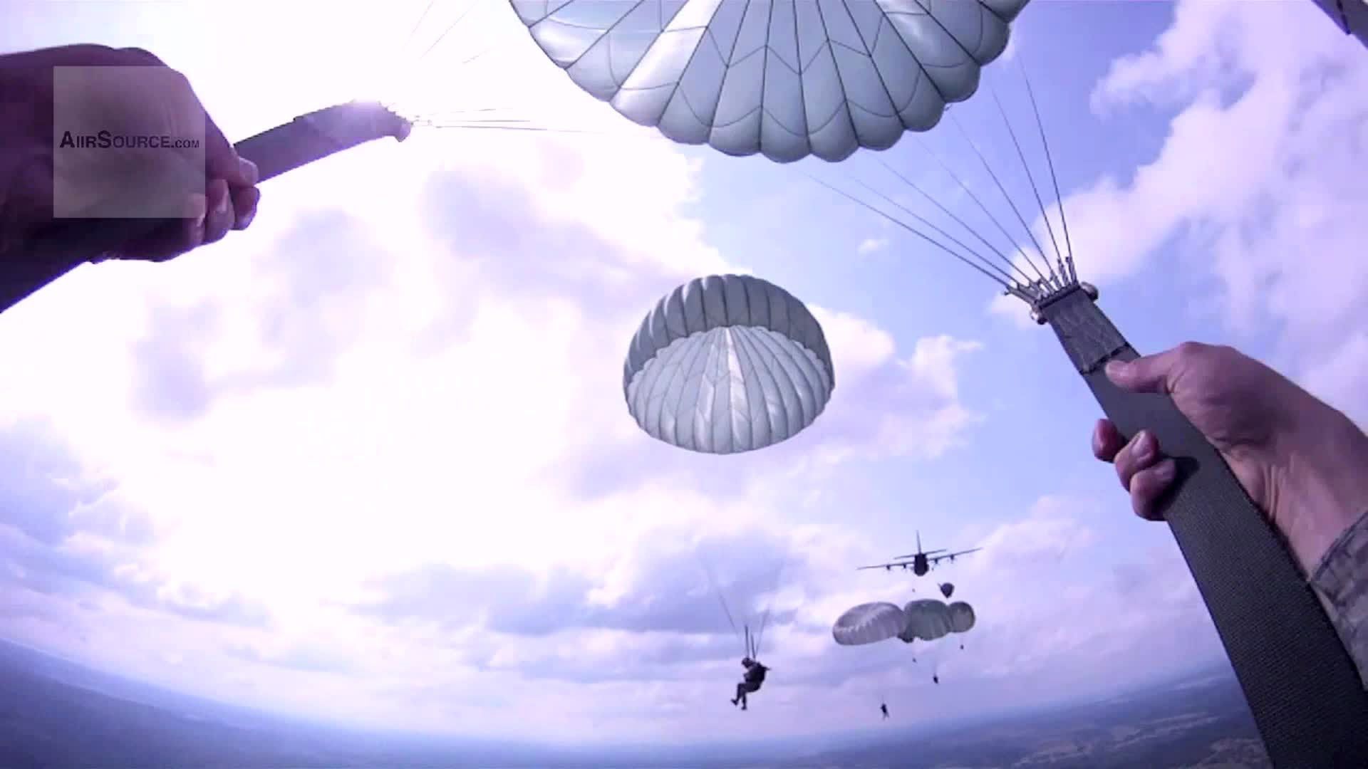 Through the Eyes of a Paratrooper Soldiers Jumps Out of a C 130