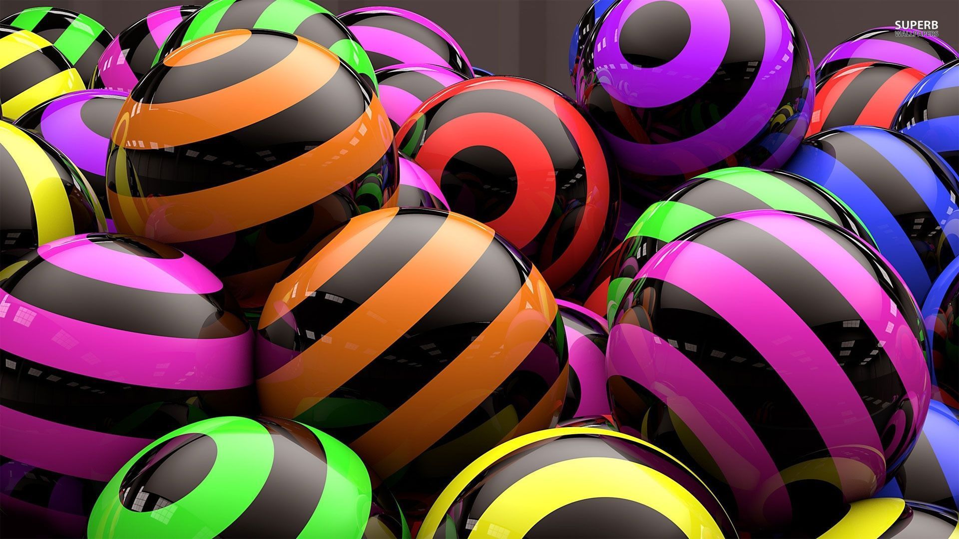 Striped colorful spheres wallpaper - 3D wallpapers - #18521