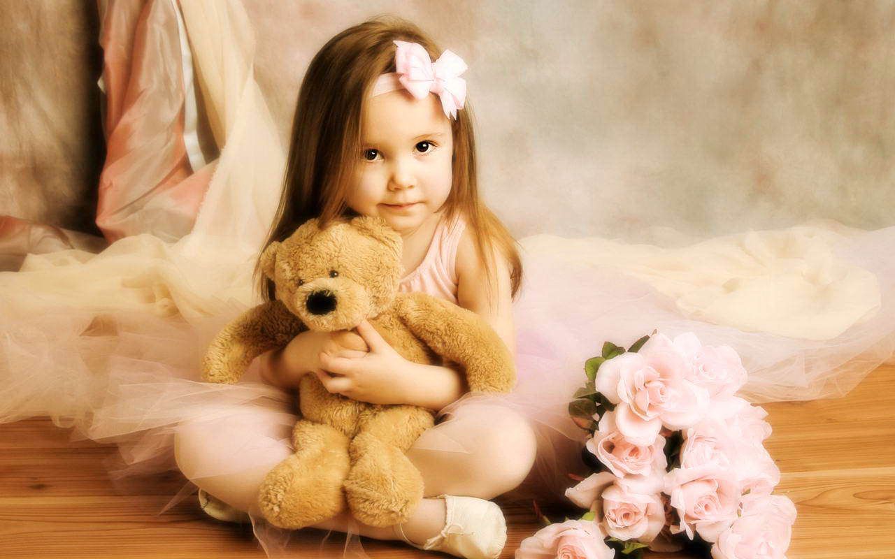 Cute Baby Girls cute small baby girl with teddy bear photos High resolution