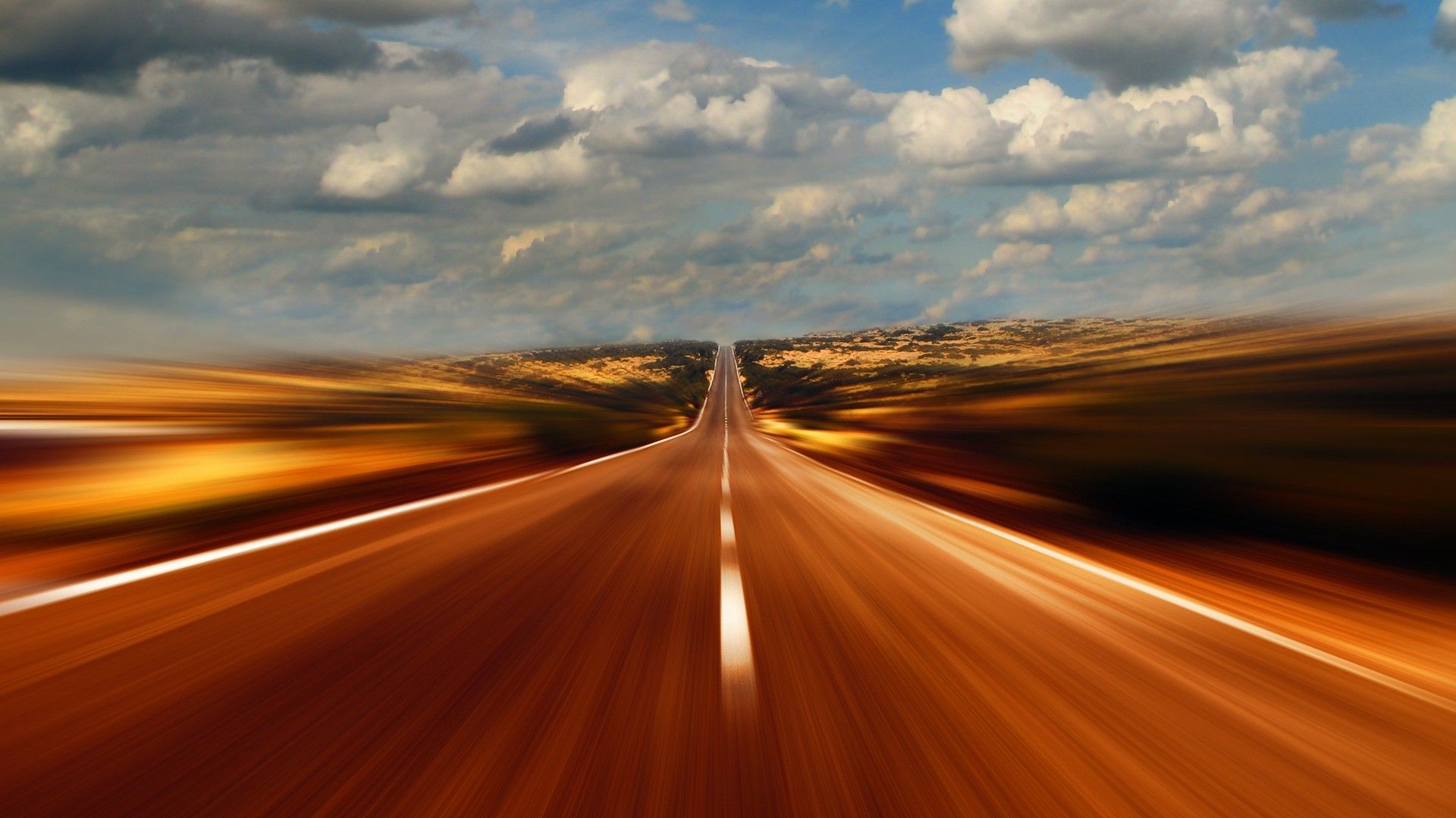 Road Trip, brown, clouds, motion blur :: Wallpapers