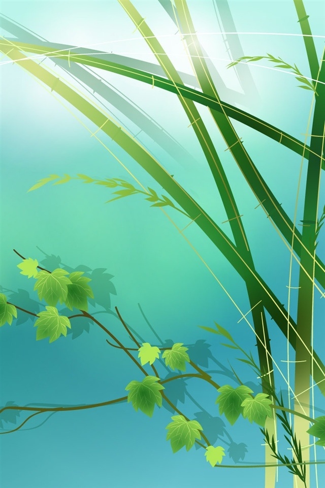 Vector Green Bamboo Leaf Ipod Touch Wallpapers Free 640x960 Hd I ...