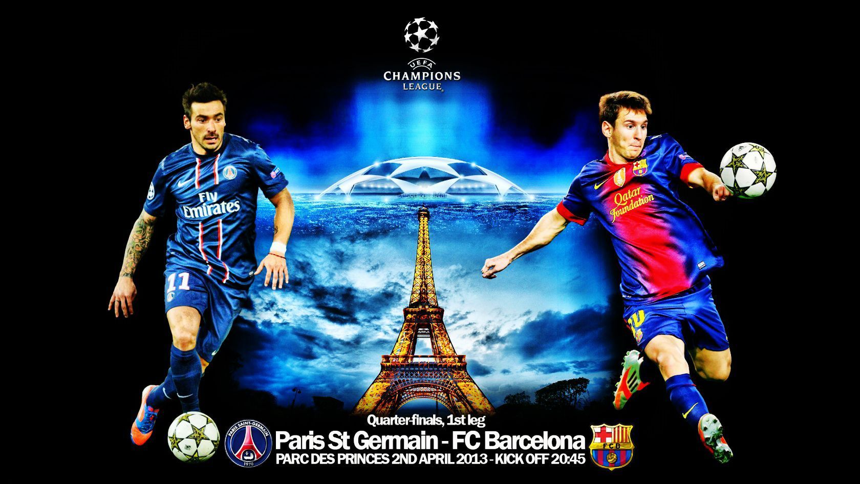 PSG vs Barcelona Champions League HD Wallpaper | WallpaperCow.com