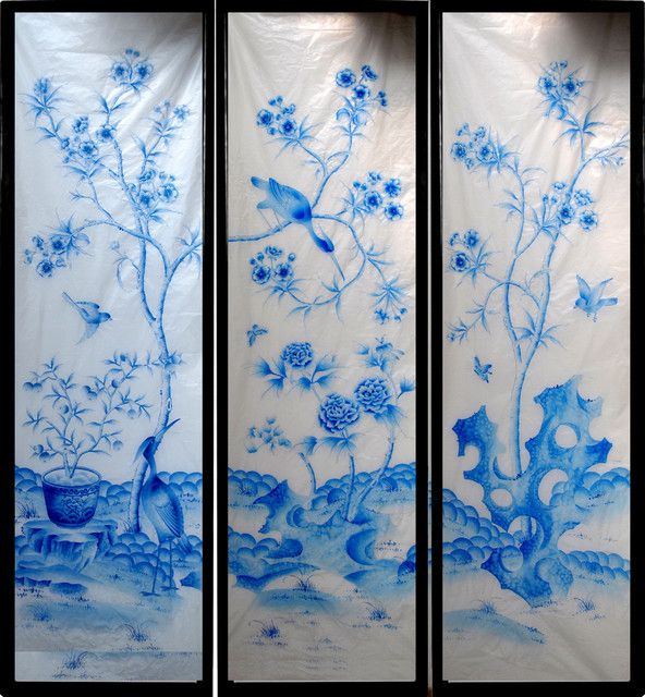 Hand-painted screens - Asian - Wallpaper - other metro - by ATHENA ...