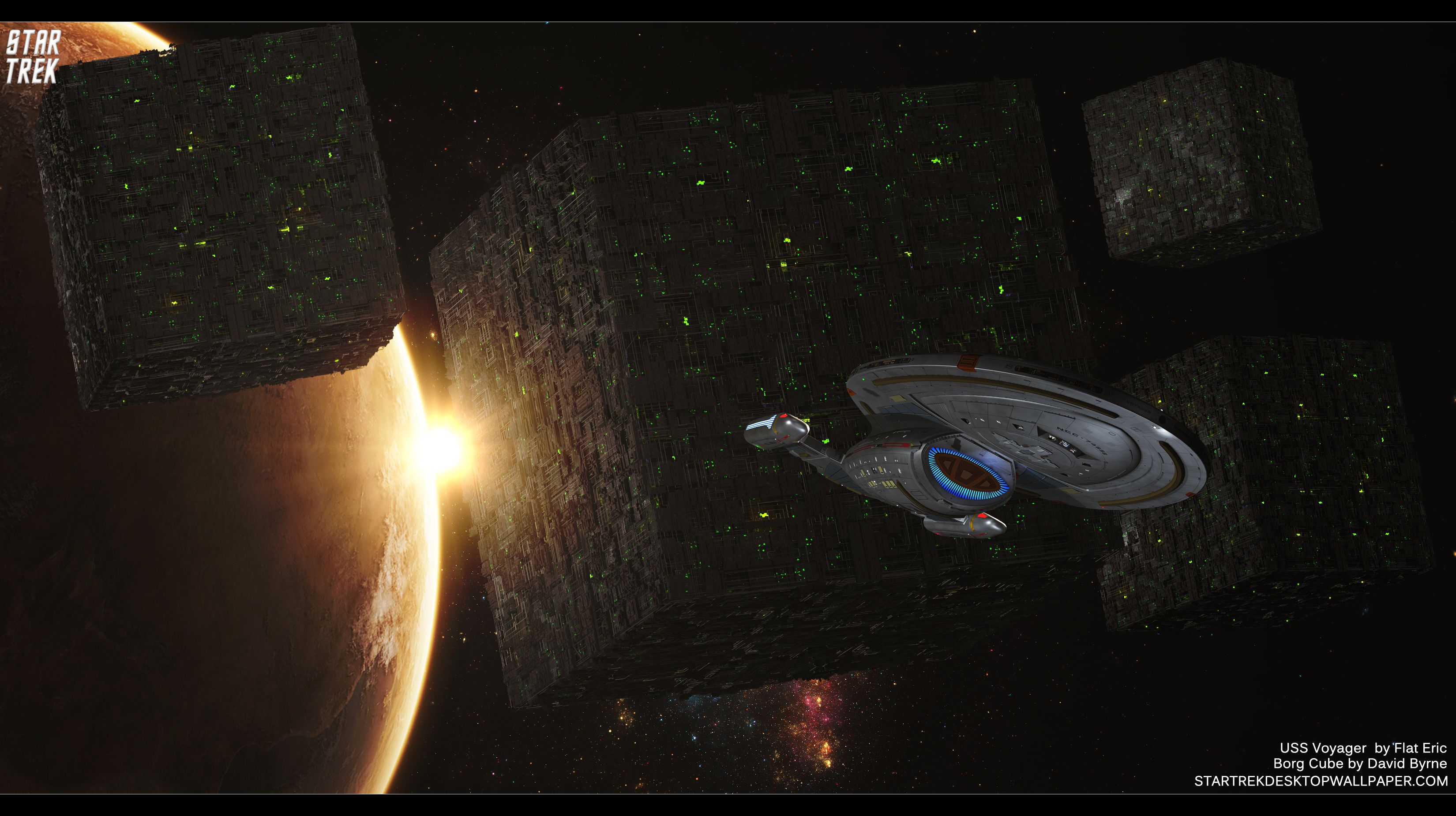 Star Trek Borg Cube And USS Voyager, free Star Trek computer ...