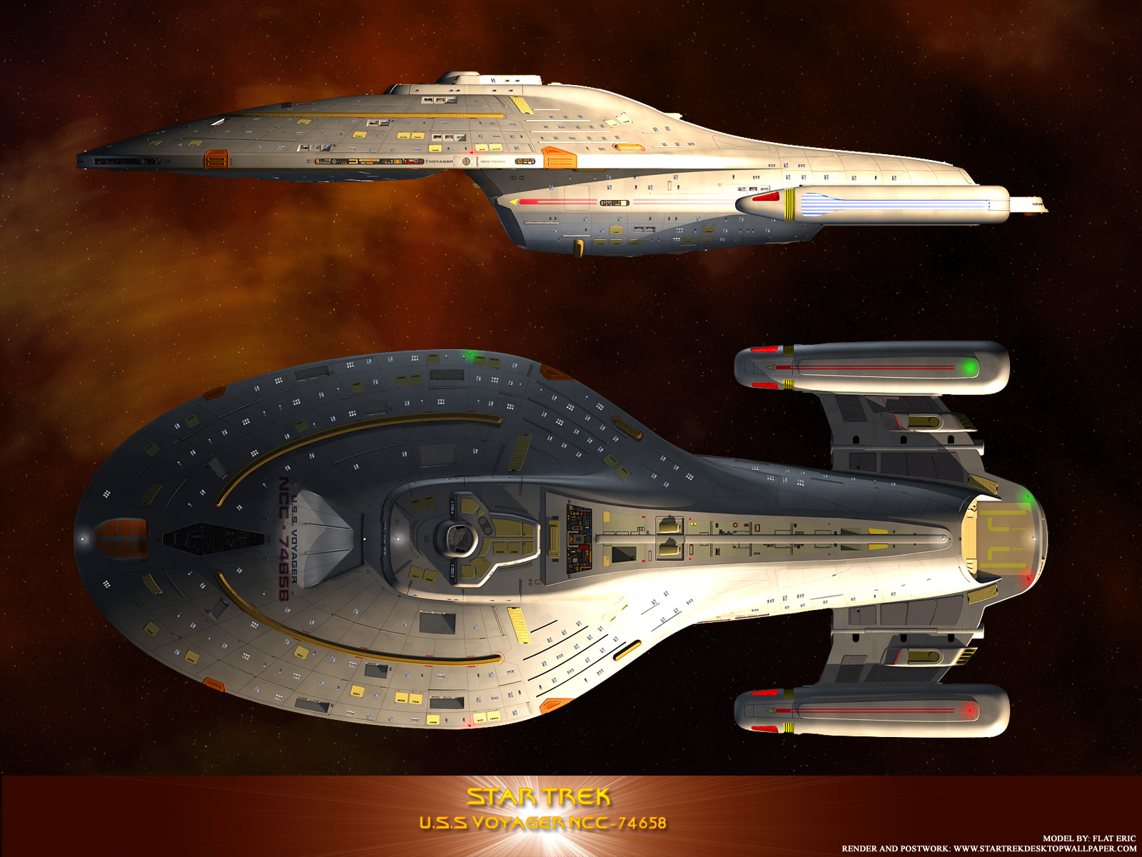 Star Trek USS Voyager NCC74656, free Star Trek computer desktop ...