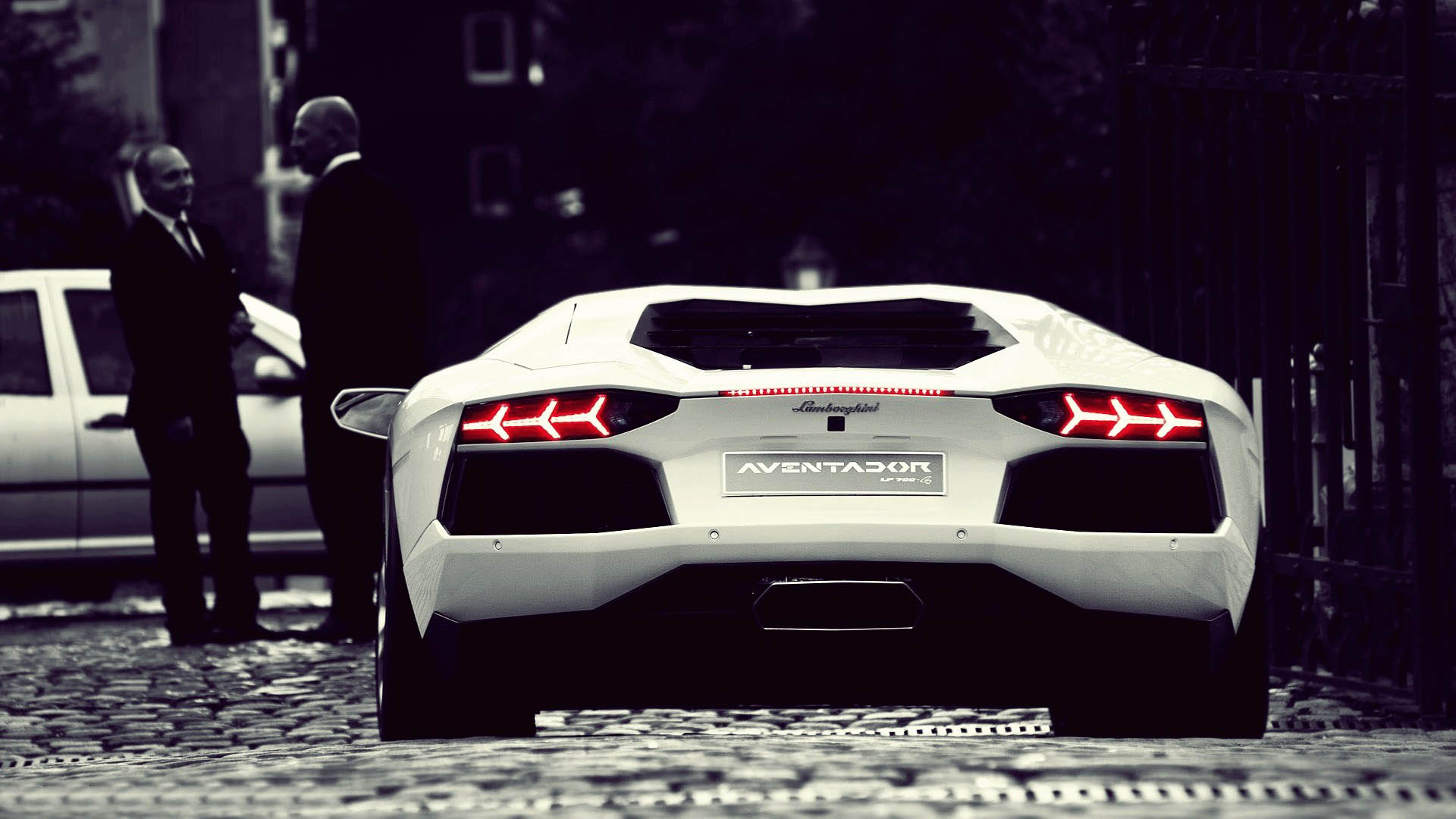 Classy White Lamborghini Aventador, rear view - 1920x1080 - Full ...