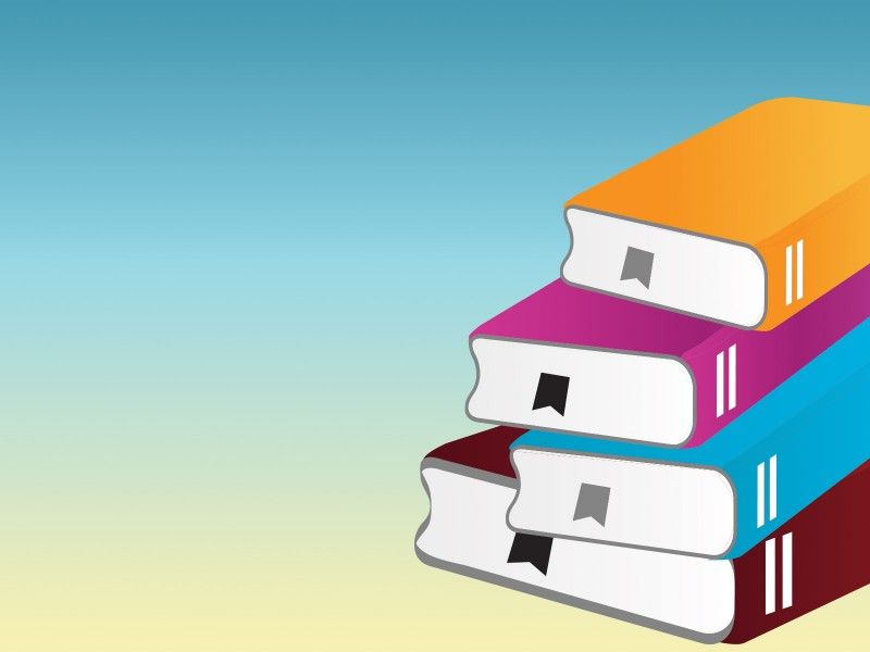 Pile of Books with One Book Powerpoint Templates - Blue, Education ...