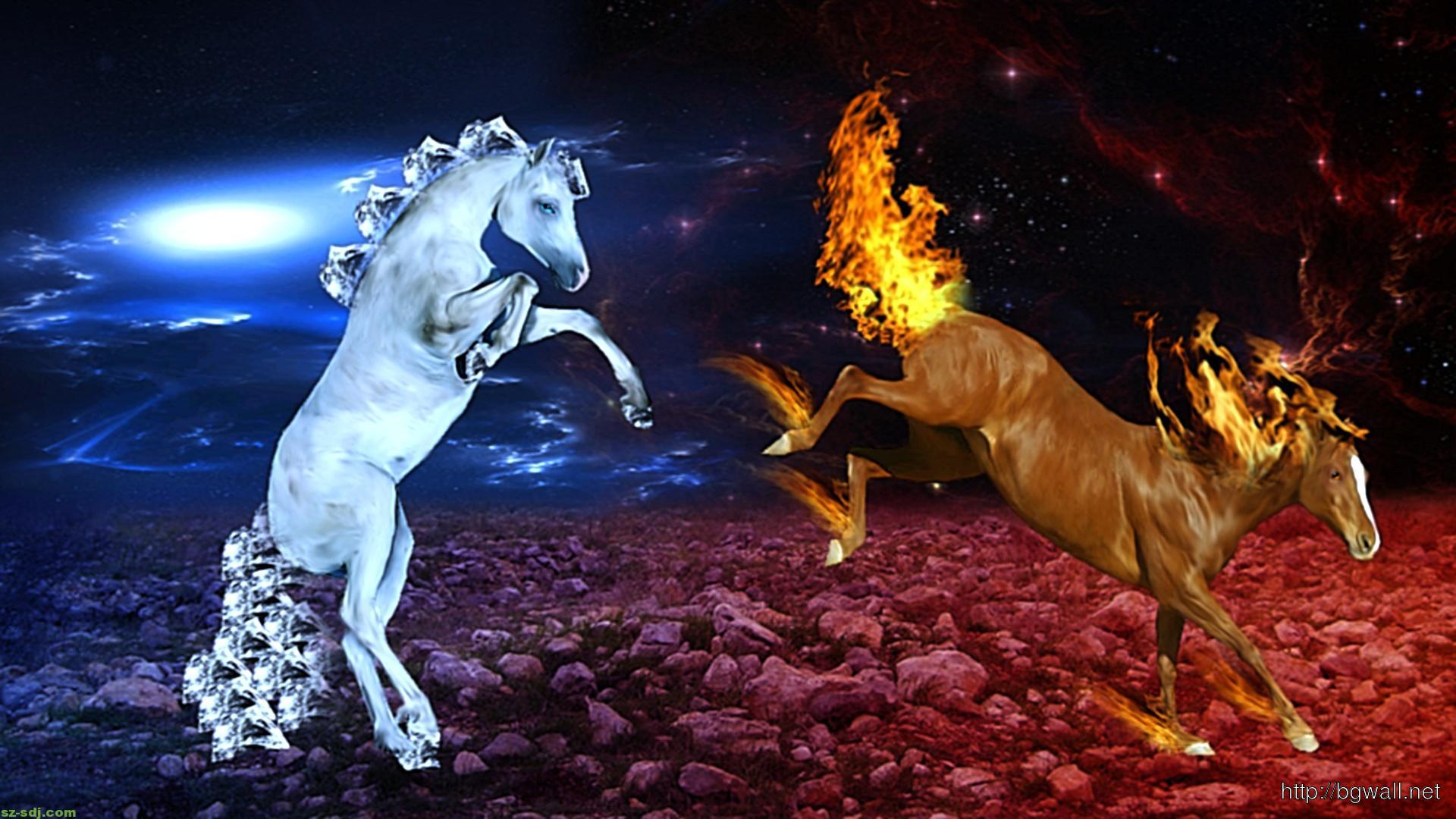 Horse Ice And Fire Cool Image Wallpaper