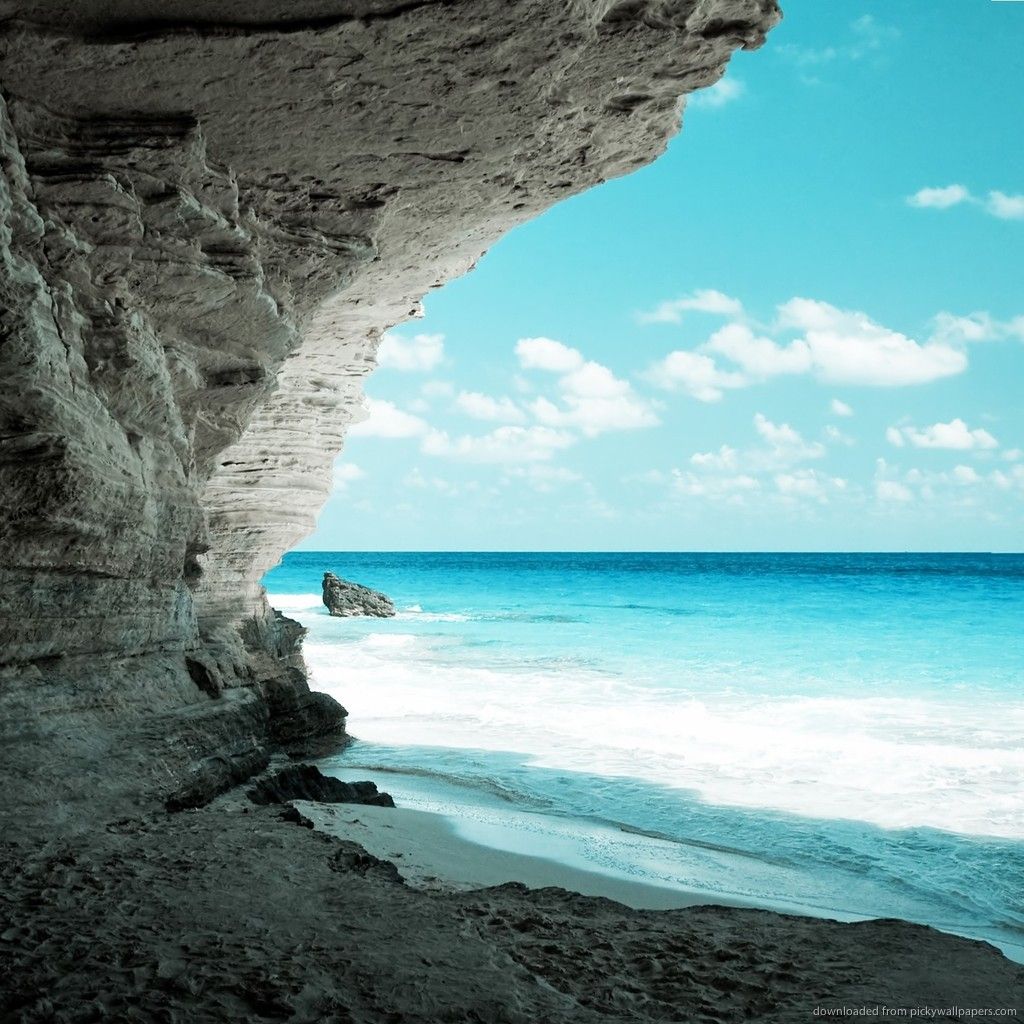 Download Beautiful Ocean View From A Grotto Wallpaper For iPad
