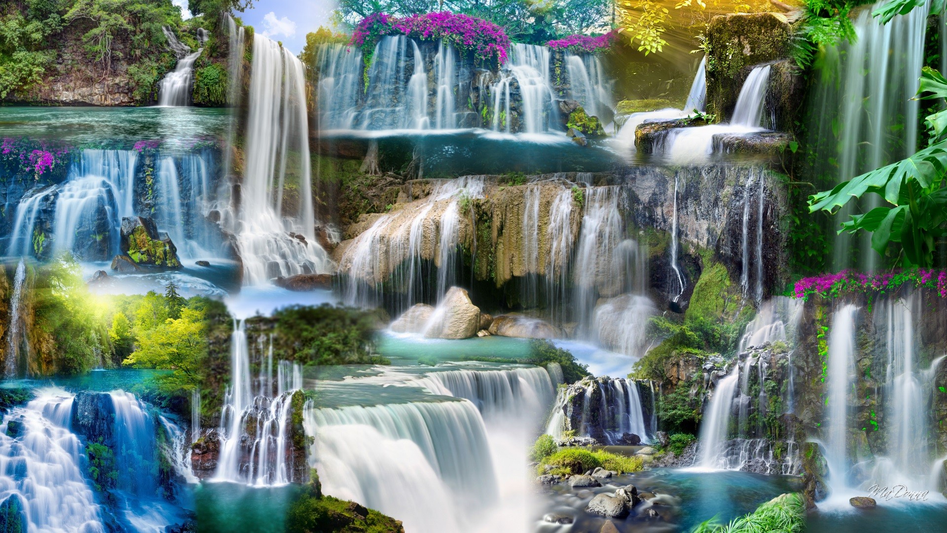Waterfall Collage HD Desktop Background – ClassyWallpapers