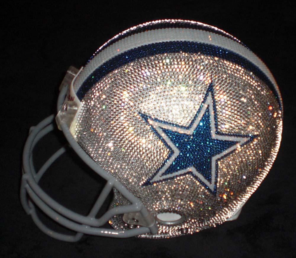 Blinged Out Brain Buckets. NFL Helmets With Hand Applied Swarovski