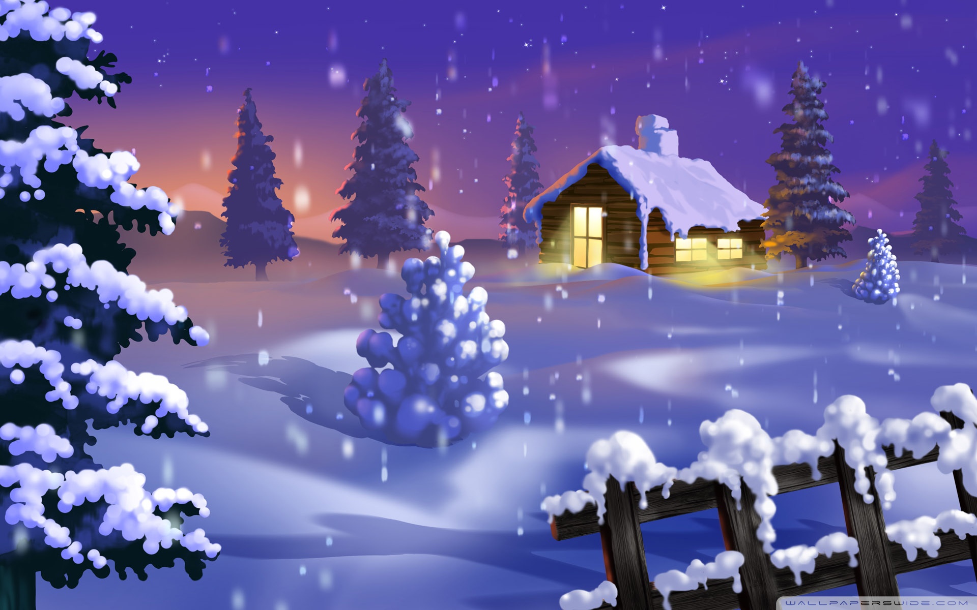 Classic Winter Scene Painting HD desktop wallpaper High resolution
