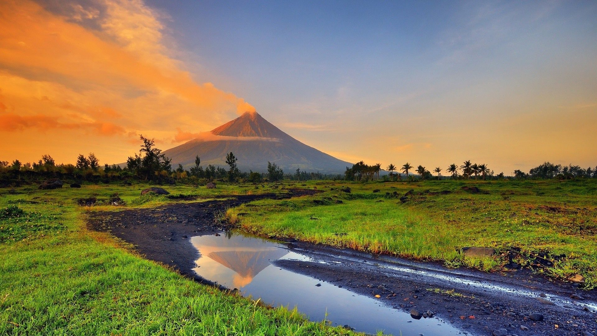 landscape, Volcano, Stream, Smoke, Philippines Wallpapers HD