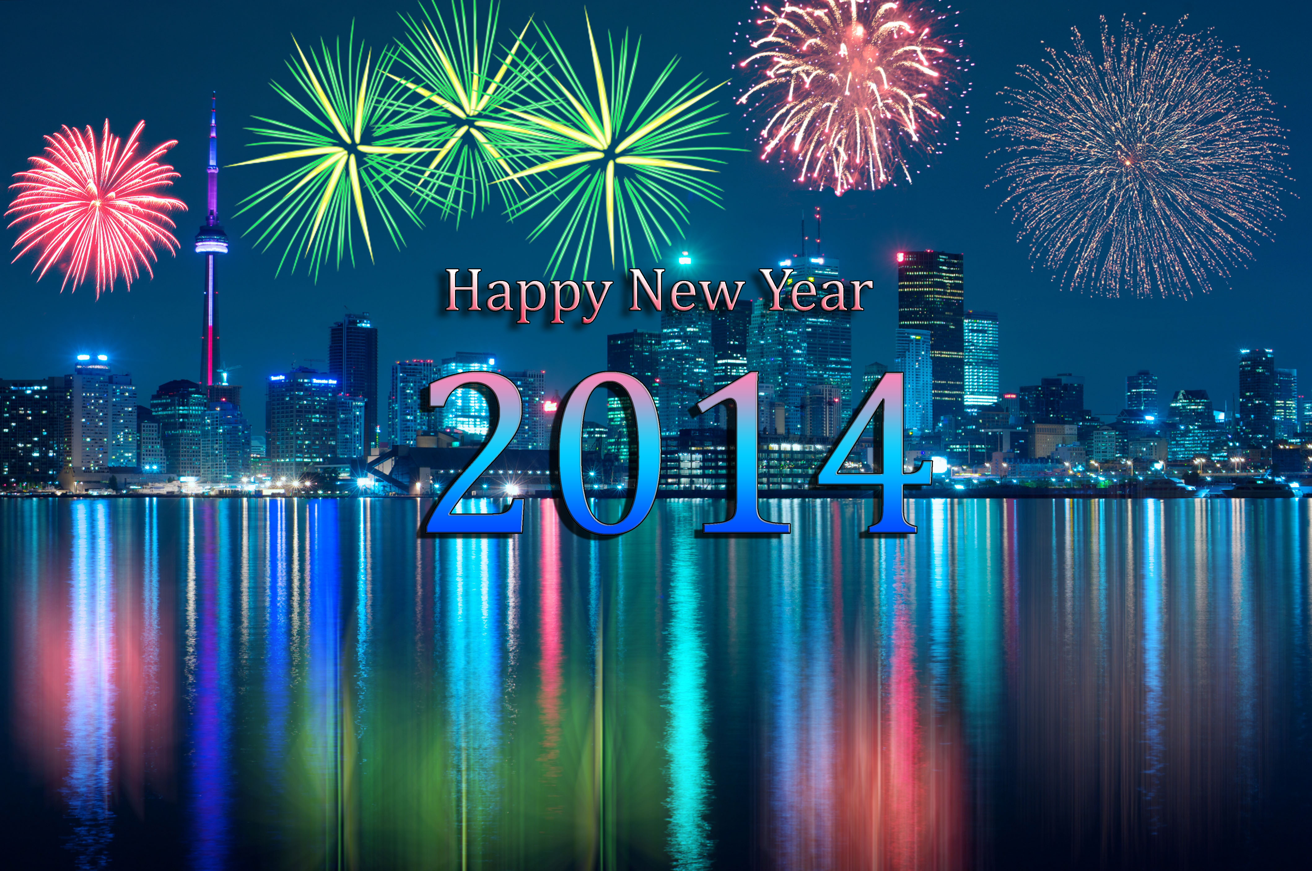 New Year 2014 on a background of fireworks wallpapers and images